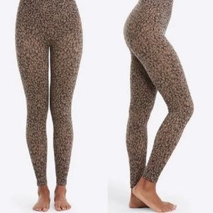 Spanx Look At Me Now Mini Leopard Print High Waisted Seamless Leggings Small